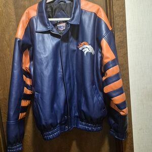 Men's Vintage Blue and Orange Denver Broncos Jacket Sz L.  SUPER BOWL READY